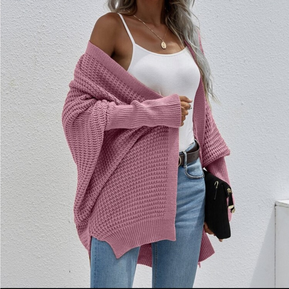 Cozy Batwing Sleeve Open Front Knit Sweater Cardigan - Picture 12 of 13